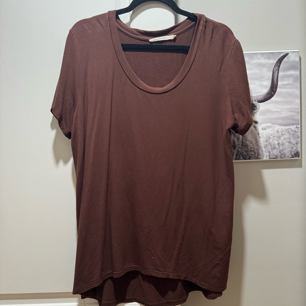 Ellison Short Sleeve Scoop Neck Tee in Deep Brown